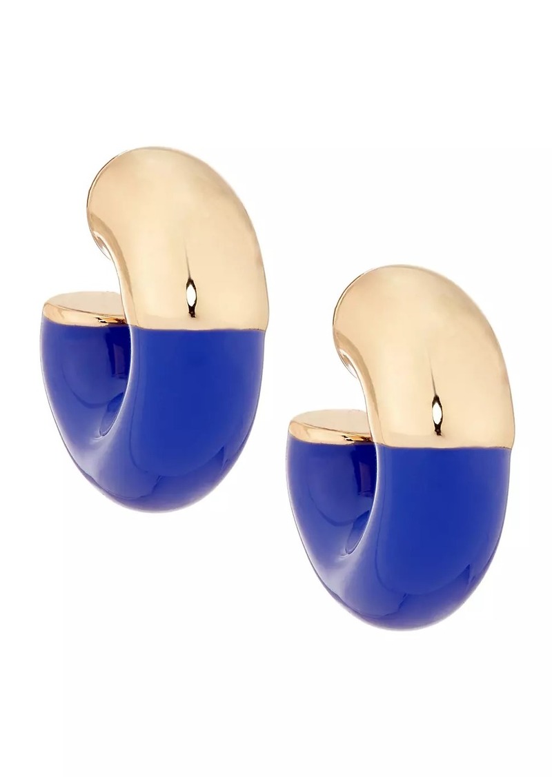 ROXANNE ASSOULIN True Blue Goldtone & Enamel Chubbie Hoop Earrings
