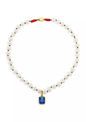 ROXANNE ASSOULIN Yeah, But In Blue Blue Lagoon Cultured Freshwater Pearl & Glass Crystal Pendant Necklace