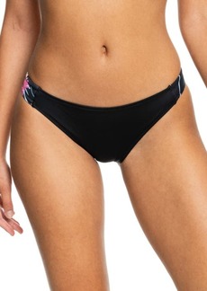Roxy Active Sporty Bikini Bottoms in Anthracite Floral Flow at Nordstrom