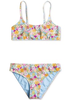 Roxy Big Girls Nostalgic Seaside 2-Pc. Floral-Print Bralet Bikini Set - Fern Memories