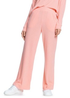 Roxy Comfy Place Rib Wide Leg Pants in Peach Amber at Nordstrom