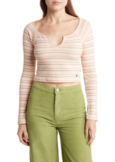 Roxy Crop Waffle Knit Top in Surf Happy Tapioca at Nordstrom Rack