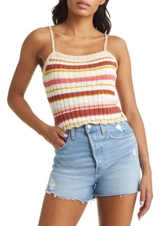Roxy Favorite Tune Cotton Sweater Camisole in Baked Clay Candy Stripe at Nordstrom