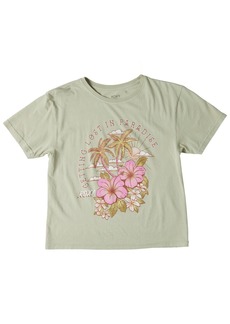 Roxy Girls' Hibiscus Paradise Oversized Boyfriend T-Shirt, Size 14, Green