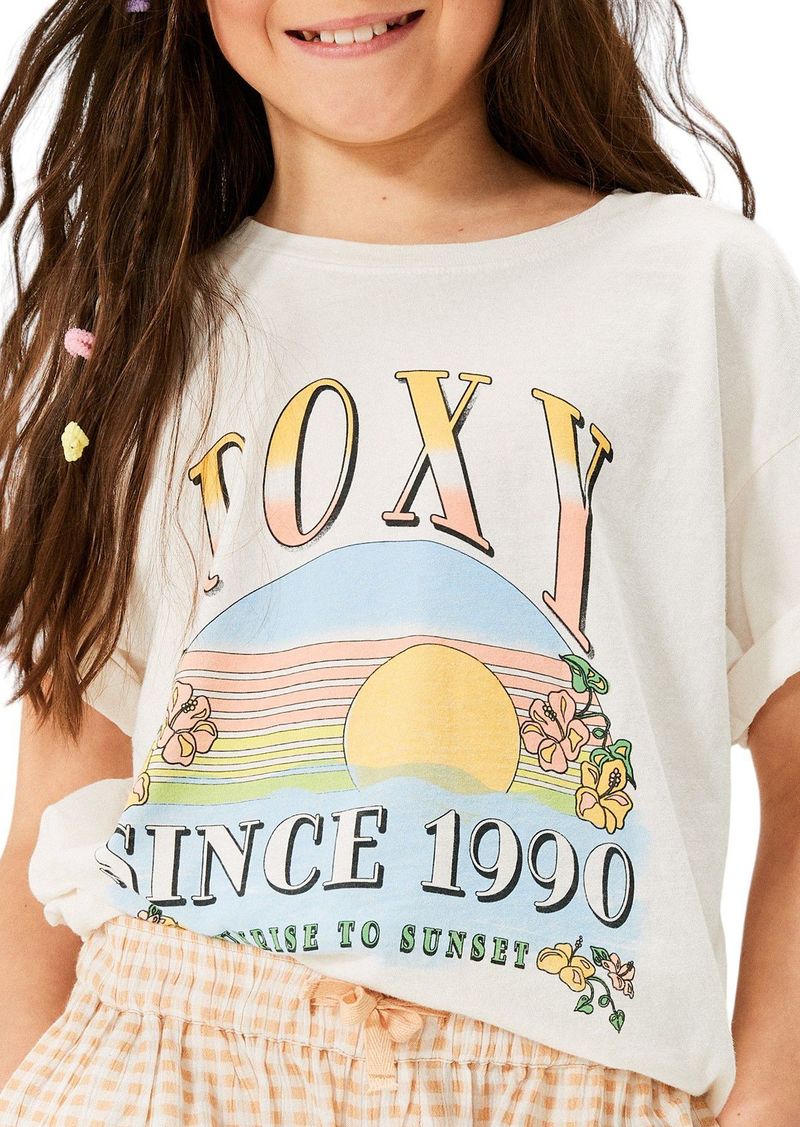 Roxy Girls' Sunrise To Sunset Oversized Boyfriend T-Shirt, Size 14, White