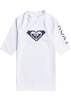 Roxy Girls' Whole Hearted Short Sleeve Rashguard, Size 7, White