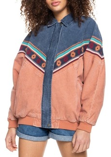 Roxy Good Old Days Colorblock Cotton Corduroy Bomber Jacket in Sunburn at Nordstrom