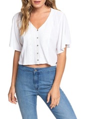 Roxy Hanging Moon Lace Crop Top in Snow White at Nordstrom