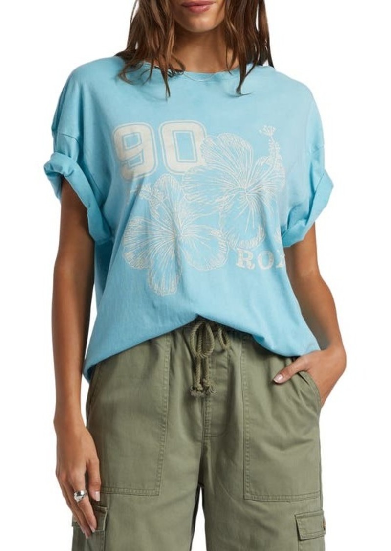 Roxy Hibiscus Collegiate Oversize Cotton Graphic T-Shirt