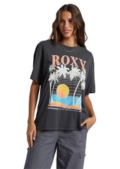 Roxy Juniors' Cotton Bring The Good Vibes Crewneck Tee - Blue Surf