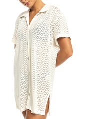 Roxy Juniors' Dalia Button-Front Shirt Cover-Up - Egret