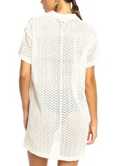 Roxy Juniors' Dalia Button-Front Shirt Cover-Up - Egret