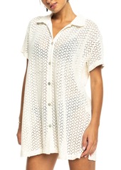 Roxy Juniors' Dalia Button-Front Shirt Cover-Up - Egret