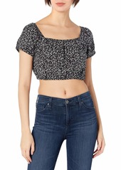 Roxy Junior's Glass of Gold Puff Sleeved Cropped Top  L