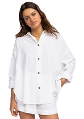 Roxy Juniors' Morning Time Oversized Cotton Gauze Shirt - Snow White