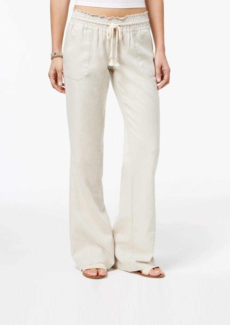 Roxy Juniors' Oceanside Wide-Leg Drawstring Pants - Stone