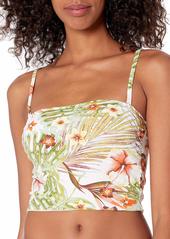 Roxy Women's Standard Printed Beach Classics Tank Bandeau Swimsuit Top Bright White HERBIER S S