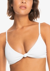 Roxy Juniors' Ribbed Love The Surf Knot-Front Bikini Top - Bright White