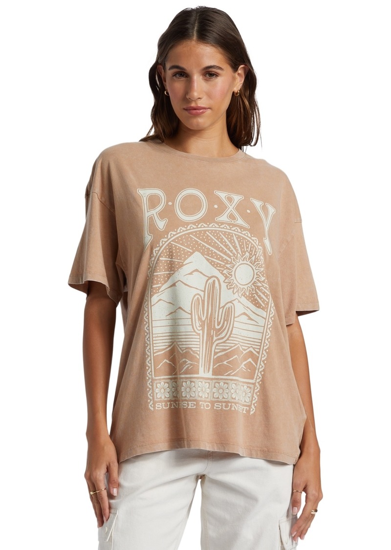 Roxy Juniors' Saguaro Crewneck Short-Sleeve Graphic T-Shirt - Cinnamon Swirl