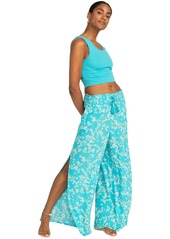 Roxy Juniors' Tropical Rhythm Drawstring Wide-Leg Pants - White Viva La Vida