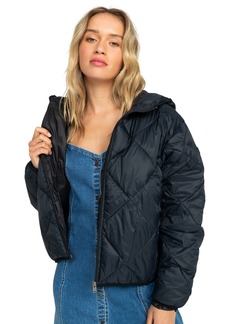 Roxy Juniors' Wind Swept Packable Hooded Puffer Coat - Anthracite