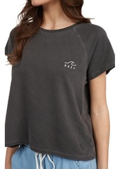 Roxy Just Wavy Embroidered Logo Cotton T-Shirt in Anthracite at Nordstrom