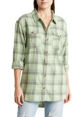 Roxy Let It Go Cotton Flannel Button-Up Shirt in Cedar Wood Swell Check at Nordstrom Rack