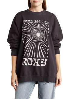 Roxy Lineup Oversize Graphic Sweatshirt in Anthracite at Nordstrom Rack
