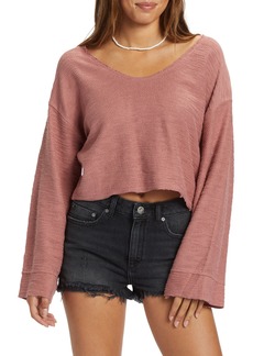 Roxy Made For You Bell Sleeve Cotton Blend Terry Sweater in Ash Rose at Nordstrom Rack