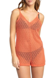 Roxy Ocean Riders Open Stitch Cotton Blend Cover-Up Romper