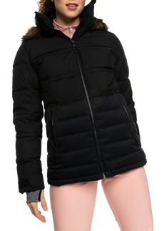 Roxy Quinn Insulated Snow Puffer Coat with Removable Faux Fur Trim