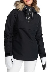 Roxy Shelter Hooded Snow Jacket with Removable Faux Fur Trim