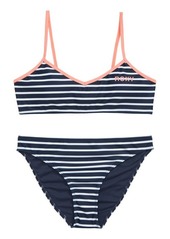 Roxy Summer Good Wave Stripe Two-Piece Swimsuit in Mood Indigo Tide Line S at Nordstrom