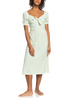 Roxy Summertime Feeling Houndstooth Tie Front Dress in Sprucetone Check It at Nordstrom