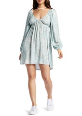 Roxy Sweetest Shores Floral Long Sleeve Babydoll Dress in Blue Surf at Nordstrom Rack