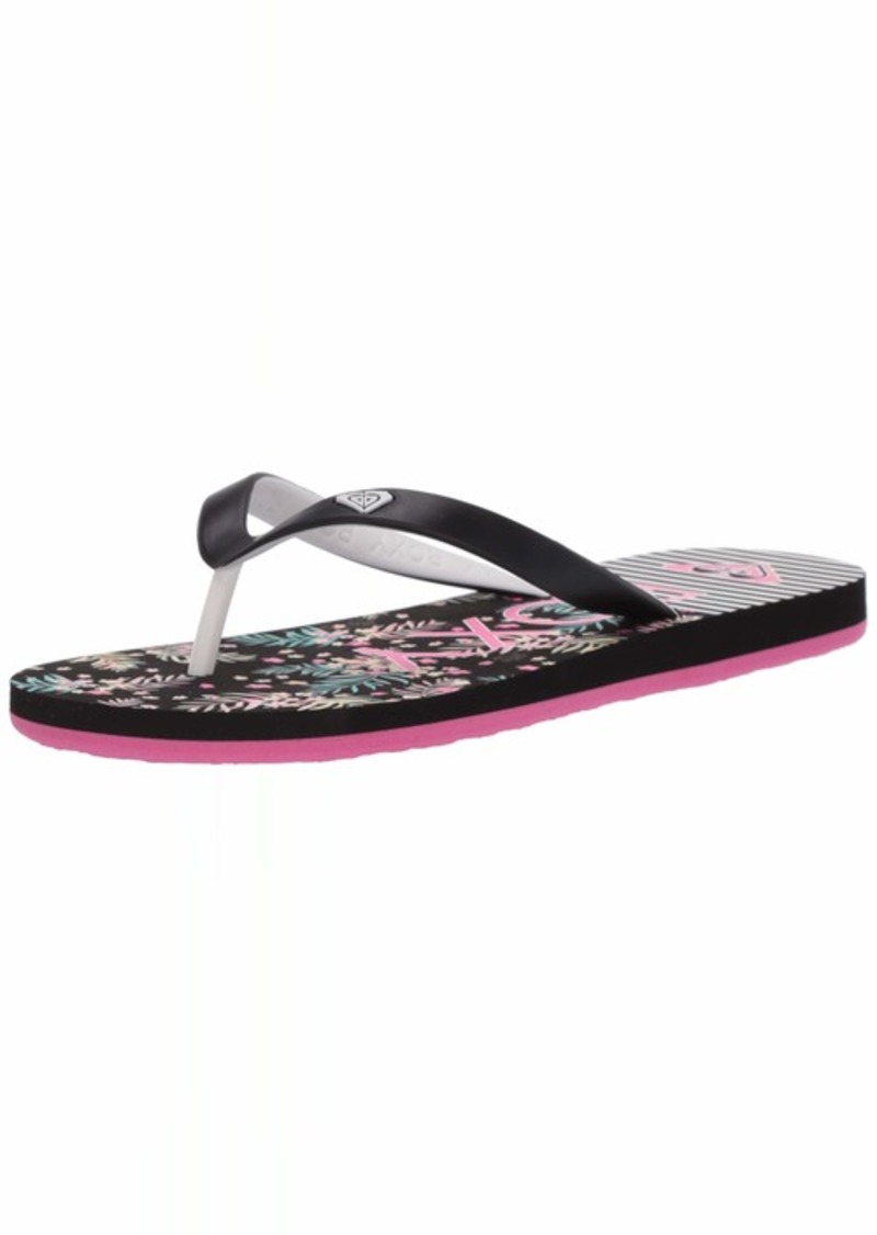 Roxy girls RG Tahiti Sandal Flip-Flop BLACK/WHITE/BLACK 12 M US