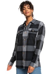 Roxy Women's Cotton Let It Go Plaid-Print Flannel Shirt - Anthracite Hallo Plaid