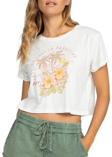 Roxy Women's Hibiscus Paradise Cropped T-Shirt, Medium, White