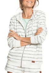 Roxy Women's Perfect Wave Stripe Full Zip Hoodie, Medium, White