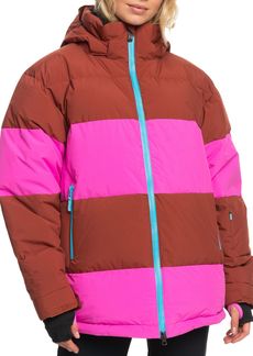 Roxy Women's Rowley Block Puffer Technical Snow Jacket, Small, Red