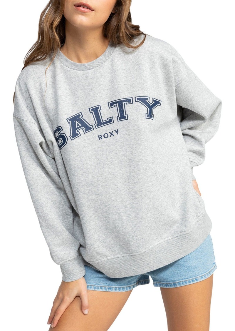 Roxy Women's Salty Morning Hike Crewneck Sweatshirt, Small, Gray