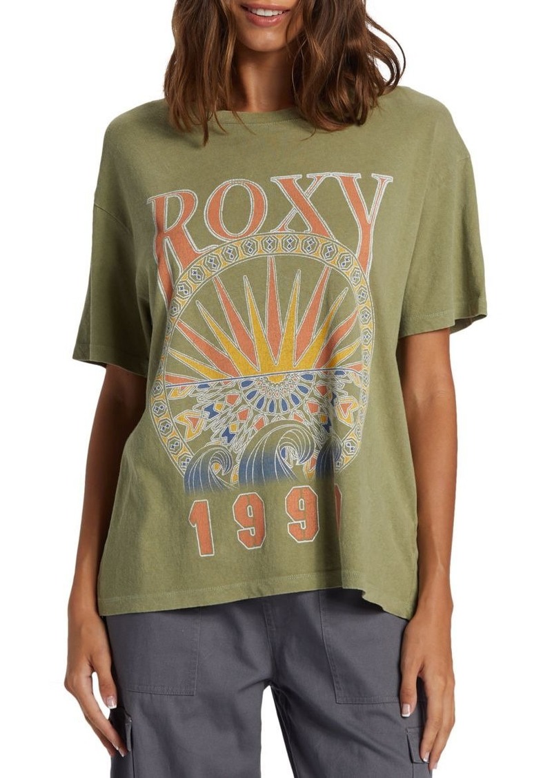 Roxy Women's Surfs Up Graphic T-Shirt, Small, Green