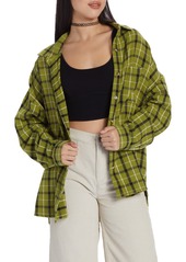Roxy x Chloe Kim Check Cotton Flannel Shirt in Anthracite Plaid at Nordstrom Rack