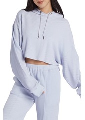 Roxy x Chloe Kim Waffle Knit Raw Edge Crop Hoodie