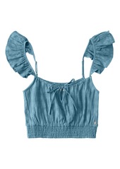 Roxy High Surprise Flutter Sleeve Crop Top in Adriatic Blue at Nordstrom