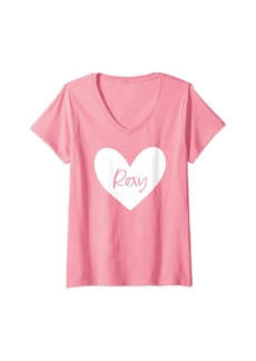 Womens Roxy  Name Heart Love Woman Girl Friend Personalized V-Neck T-Shirt