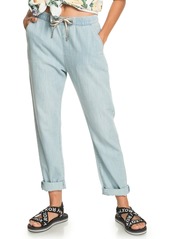 Roxy Slow Swell Beachy Beach Nonstretch Relaxed Fit Drawstring Waist Jeans in Light Blue at Nordstrom