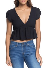 Roxy Sweet Release Crop Top in Anthracite at Nordstrom