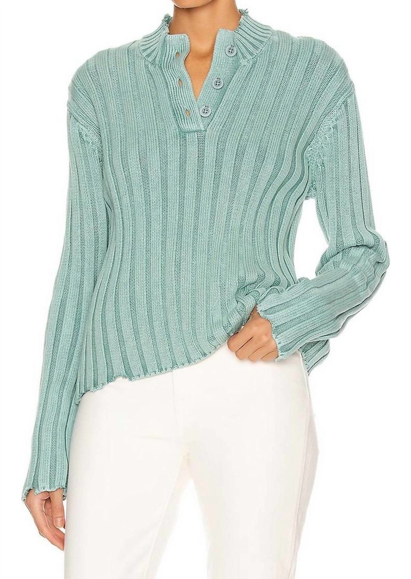 RtA Abigail Polo Sweater In Acid Mint