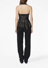 RtA asymmetric halterneck leather top